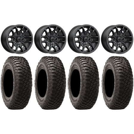 MSA Fang 14" Wheels Black 30" BFG KM3 Tires Kawasaki Mule Pro FXT