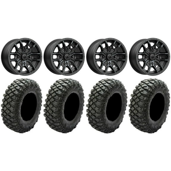 MSA Fang 14" Wheels Black 30" Crawler XG Tires Sportsman RZR Ranger