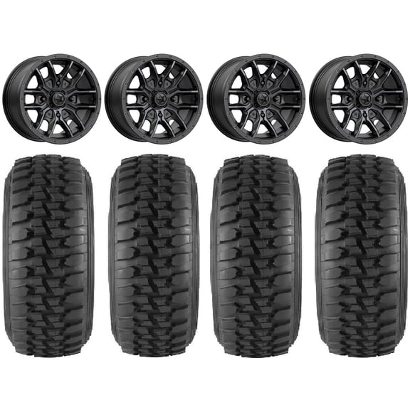 MSA Fang 14" Wheels Black 30" Desert Series Tires Kawasaki Mule Pro FXT