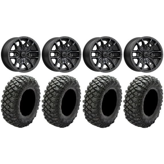 MSA Fang 14" Wheels Black 32" Crawler XG Tires Can-Am Commander Maverick Renegade Outlander Defender