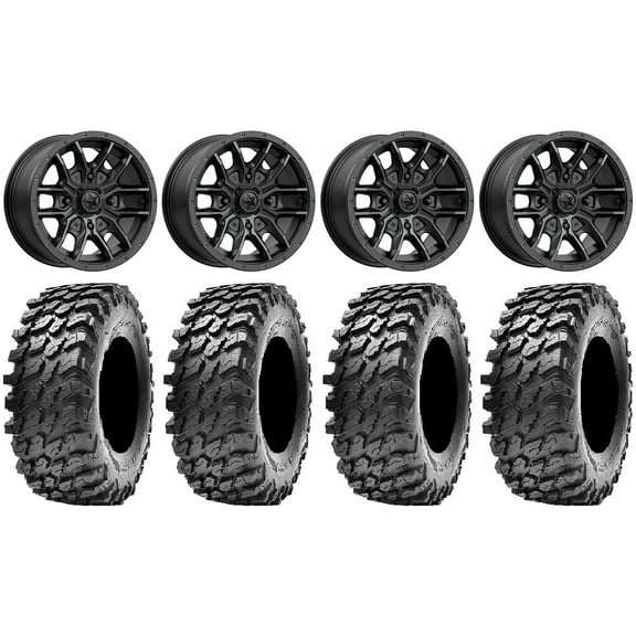 MSA Fang 14" Wheels Black 32" Rampage Tires Sportsman RZR Ranger