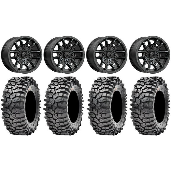 MSA Fang 14" Wheels Black 35" Roxxzilla Tires Sportsman RZR Ranger
