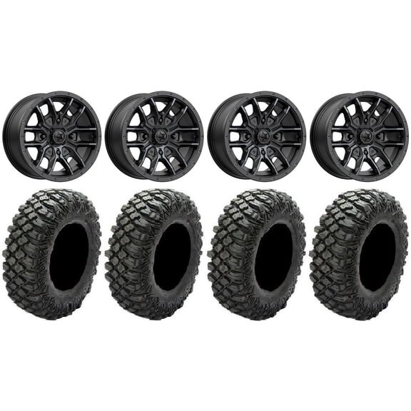 MSA Fang 15" Wheels Black 28" Crawler XG Tires Can-Am Commander Maverick Renegade Outlander Defender