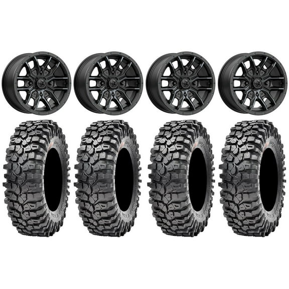 MSA Fang 15" Wheels Black 32" Roxxzilla 396 Tires Can-Am Commander Maverick Renegade Outlander Defender