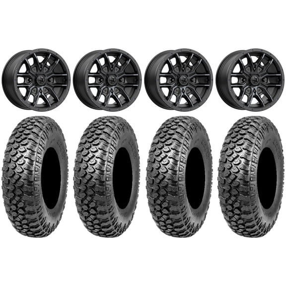 MSA Fang 15" Wheels Black 33" RAZR XT Tires Can-Am Maverick X3 / Honda Pioneer 1000 / Talon