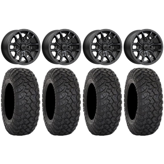 MSA Fang 15" Wheels Black 35" RT320 Tires Kawasaki Mule Pro FXT