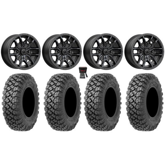MSA Fang 15" Wheels Black (+38mm) 32" Alpha Tires Can-Am Commander Maverick Renegade Outlander Defender