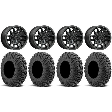 MSA Fang 15" Wheels Black (+38mm) 32" MotoVator Tires Kawasaki Teryx Mule