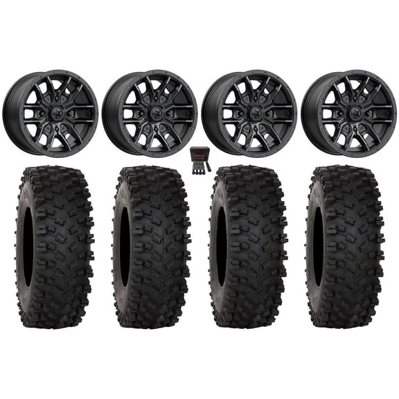 MSA Fang 15" Wheels Black (+38mm) 33" ATX470 Tires Can-Am Maverick X3 / Honda Pioneer 1000 / Talon