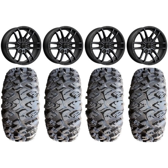 MSA Fang 20" Wheels Black 35" MotoClaw Tires Kawasaki Mule Pro FXT