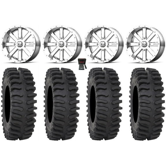 MSA Flash 18" Wheels Chrome 37" XT400 Tires Kawasaki Teryx Mule