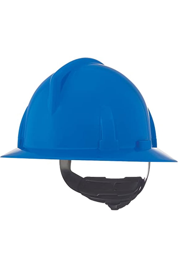 475389 Topgard Full Brim Safety Hard Hat with Fas-Trac III Ratchet Suspension | Non-Slotted Polycarbonate Shell, for General Purpose and Elevated Temperatures - Standard Size in Blue