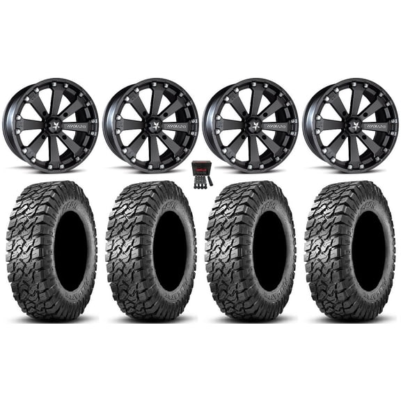 MSA Kore 14" Wheels Black 30" Predator Tires Can-Am Commander Maverick Renegade Outlander Defender