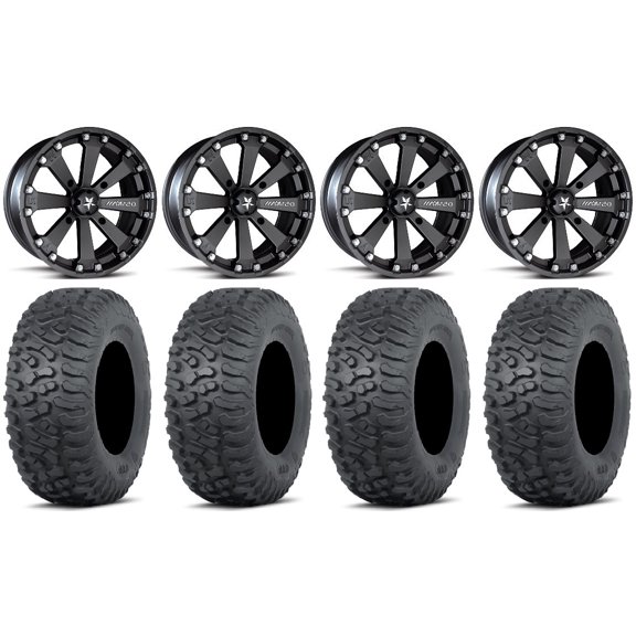 MSA Kore 14" Wheels Black 32" Terra Hook Tires Kawasaki Mule Pro FXT