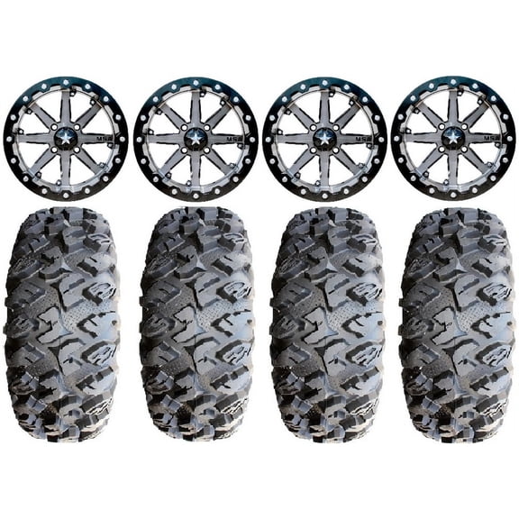MSA Lok 14" UTV Wheels 28" MotoClaw Tires Can-Am Maverick X3 / Honda Pioneer 1000 / Talon