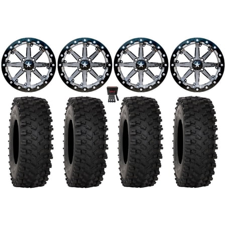 MSA Lok 14" Wheels Gunmetal 28" ATX470 Tires Sportsman 550 850 1000