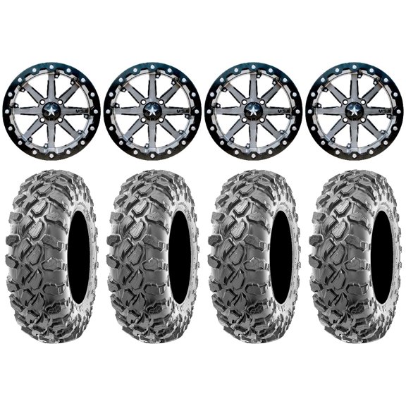 MSA Lok 14" Wheels Gunmetal 29" Carnage Tires Can-Am Commander Maverick Renegade Outlander Defender