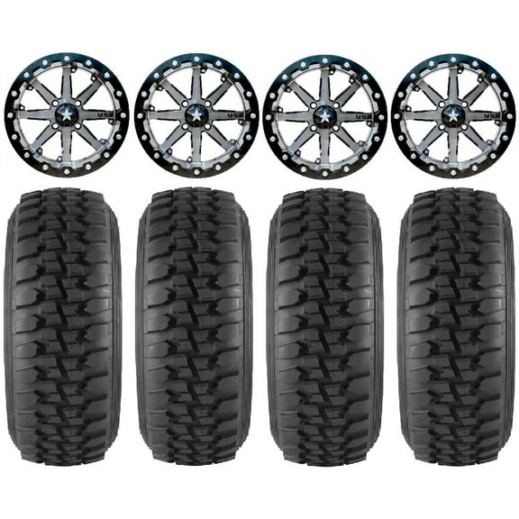 MSA Lok 15" Wheels Gunmetal 33" Desert Series Tires Kawasaki Mule Pro FXT