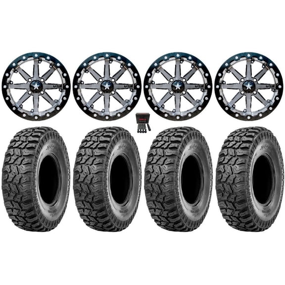 MSA Lok Beadlock 14" Wheels Gm 27" Ridge Saw 2.0 Tires Sportsman RZR Ranger