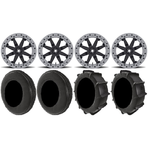MSA Lok2 Beadlock 14" ATV Wheels 28" Dune Tires Sportsman RZR Ranger