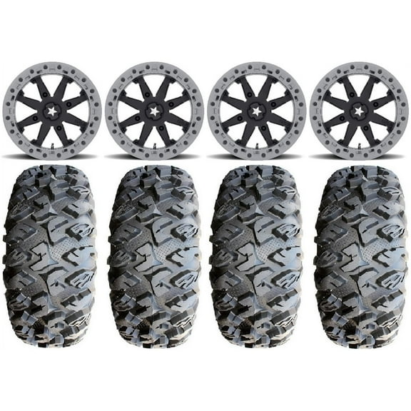 MSA Lok2 Beadlock 14" UTV Wheels 27" MotoClaw Tires Yamaha Viking Wolverine YXZ1000R CFMoto ZForce 950 UForce 1000