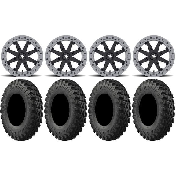 MSA Lok2 Beadlock 14" UTV Wheels 30" MotoRally Tires Yamaha Viking Wolverine YXZ1000R CFMoto ZForce 950 UForce 1000