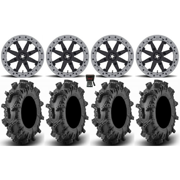 MSA Lok2 Beadlock 14" Wheels Bk 30" Terminator Max Tires Sportsman RZR Ranger
