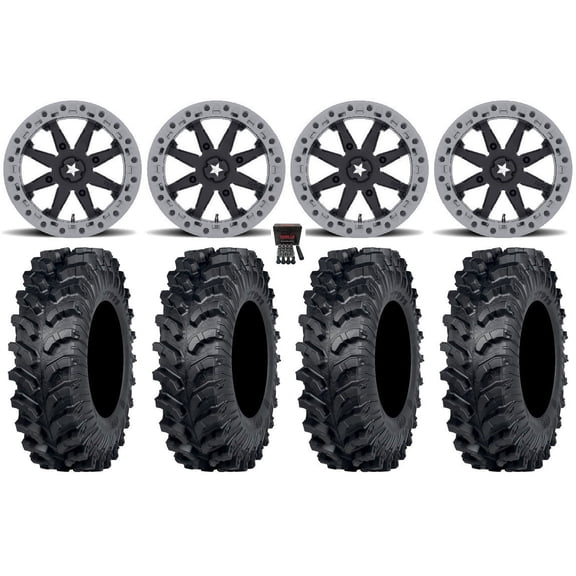 MSA Lok2 Beadlock 14" Wheels Black 27" MT911 Tires Yamaha Viking Wolverine YXZ1000R CFMoto ZForce 950 UForce 1000