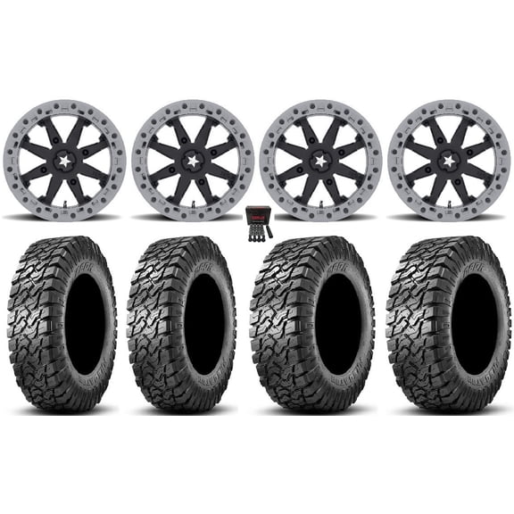 MSA Lok2 Beadlock 14" Wheels Black 27" Predator Tires Yamaha Viking Wolverine YXZ1000R CFMoto ZForce 950 UForce 1000