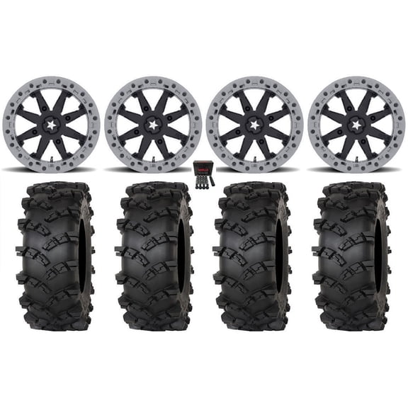 MSA Lok2 Beadlock 15" Wheels Black 32" Outlaw M/T Tires Sportsman RZR Ranger