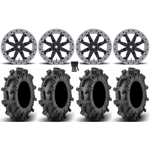 MSA Lok2 Beadlock 15" Wheels Black 32" Terminator Max Tires Sportsman RZR Ranger