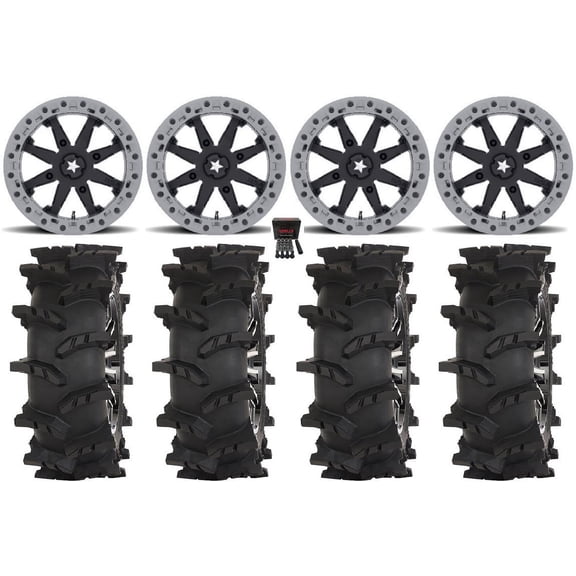 MSA Lok2 Beadlock 15" Wheels Black 33" Outlaw Max Tires Can-Am Commander Maverick Renegade Outlander Defender