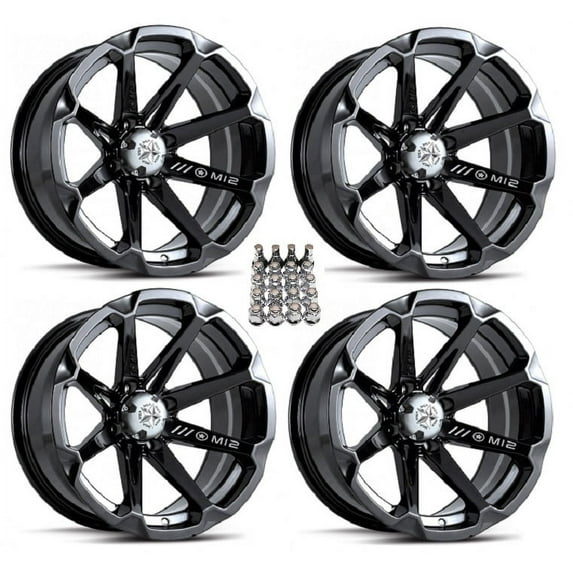 MSA M12 Diesel ATV Wheels/Rims Black 14" Honda Rincon Yamaha Rhino Kawasaki Brute Force Suzuki KingQuad