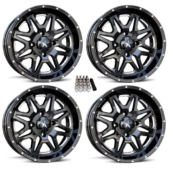 MSA M26 Vibe UTV Wheels/Rims Black Mill 14" Kawasaki Teryx Mule