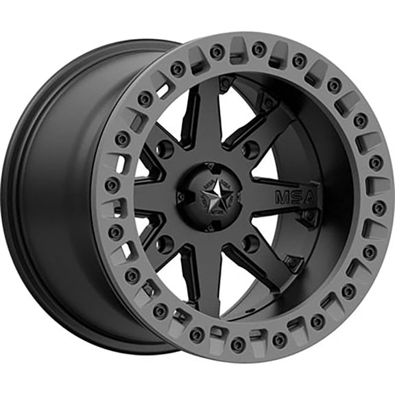 MSA M31 Lok2 Beadlock Wheel 15x7 3.5 + 3.5 Satin Black 4/156 Compatible With Polaris RANGER RZR S 570 EPS 2017
