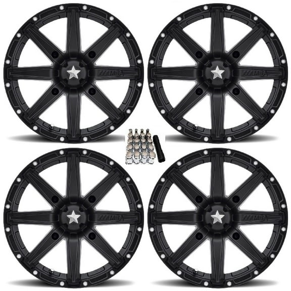 MSA M33 Clutch UTV Wheels/Rims Black 12" Kawasaki Mule Pro FXT