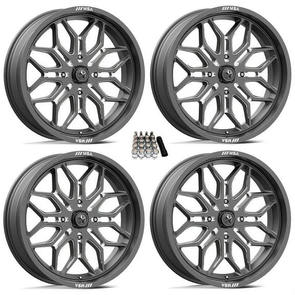 MSA M47 Sniper 24" Wheels/Rims Gunmetal Can-Am Maverick X3 / Honda Pioneer 1000