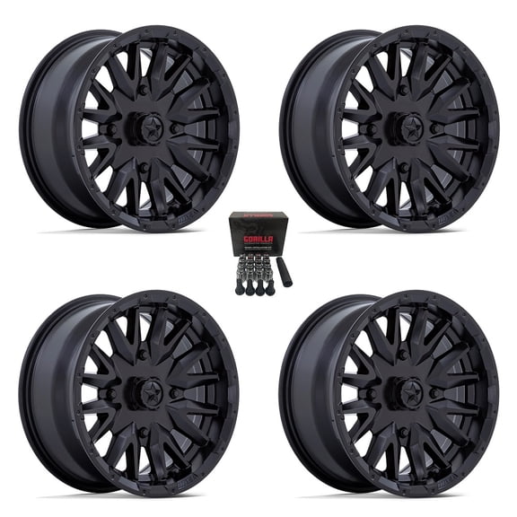 MSA M49 Creed 14" Wheels/Rims Matte Black Honda Pioneer