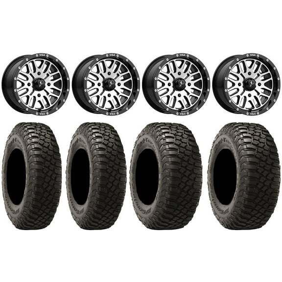 MSA Machined Brute 14" ATV Wheels 27" BFG KM3 Tires Sportsman RZR Ranger
