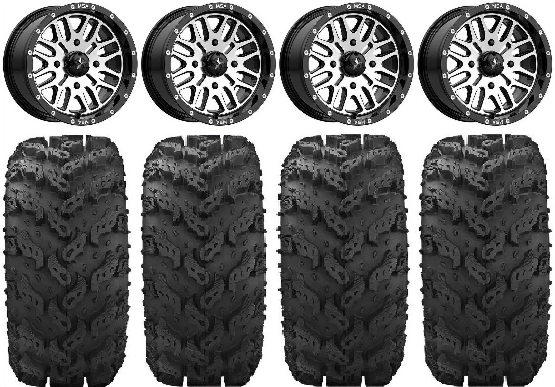 MSA Machined Brute 14" UTV Wheels 28" Reptile Tires Polaris RZR XP 1000