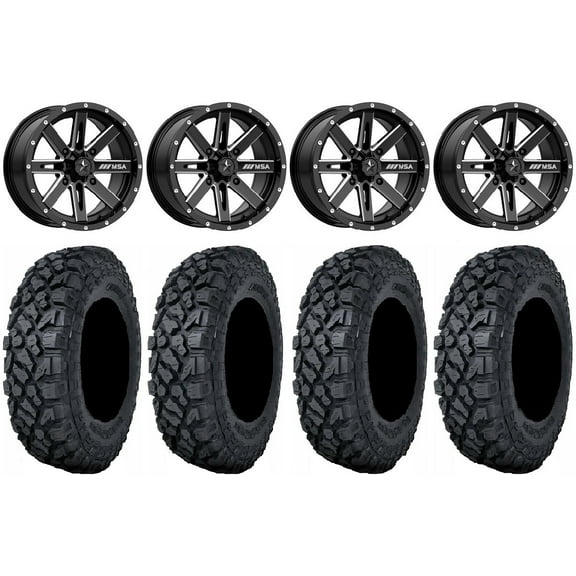 MSA Milled Boxer 14" ATV Wheels 30" Klever X/T Tires Sportsman RZR Ranger