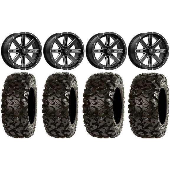 MSA Milled Boxer 14" UTV Wheels 26" Rip Saw Tires Honda Pioneer