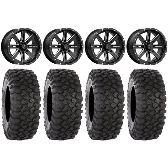 MSA Milled Boxer 14" UTV Wheels 30" XC450 Tires Kawasaki Teryx Mule