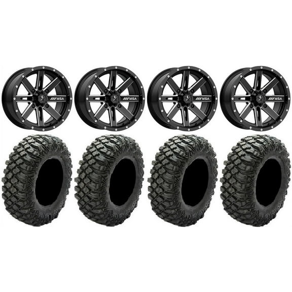 MSA Milled Boxer 14" UTV Wheels 32" Crawler XG Tires Polaris RZR XP 1000 / PRO XP / Ranger XP 900/1000