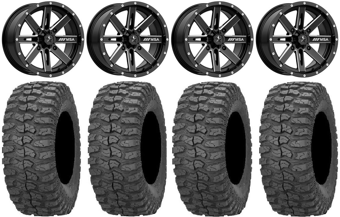 MSA Milled Boxer 14" UTV Wheels 32" RockABilly Tires Yamaha Viking