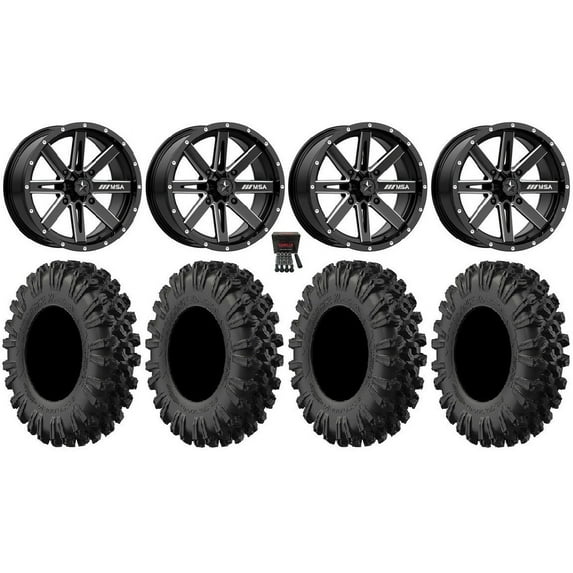 MSA Milled Boxer 16" UTV Wheels 30" MotoRavage XL Tires Polaris RZR XP 1000 / PRO XP / Ranger XP 900/1000