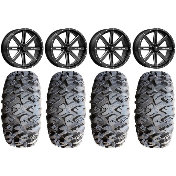 MSA Milled Boxer 18" UTV Wheels 33" MotoClaw Tires Polaris RZR XP 1000 / PRO XP / Ranger XP 900/1000