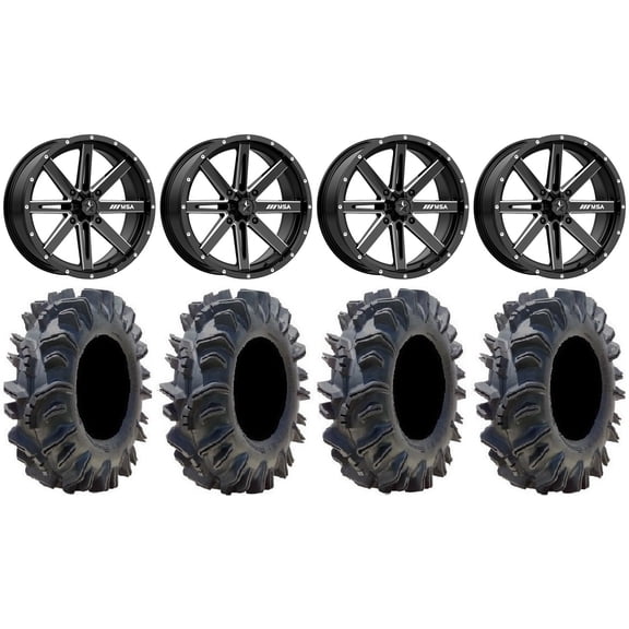 MSA Milled Boxer 18" UTV Wheels 34" Terminator Tires Polaris RZR XP 1000 / PRO XP / Ranger XP 900/1000