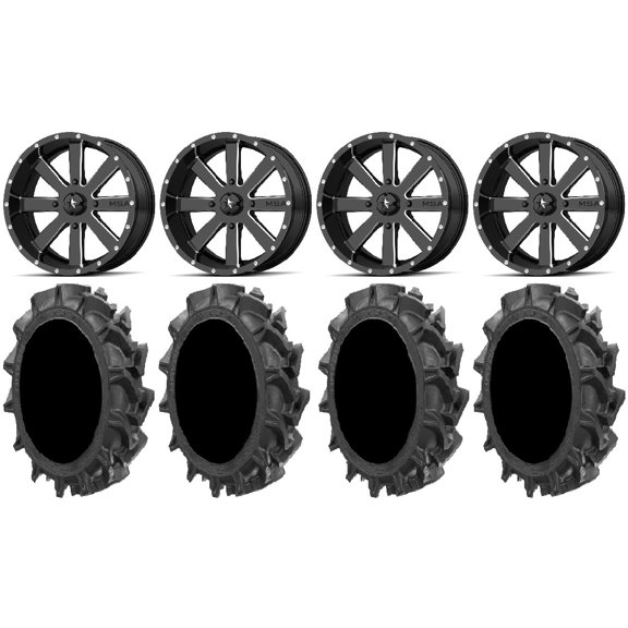 MSA Milled Flash 18" ATV Wheels 32" MotoHavok Tires Can-Am Commander Maverick Renegade Outlander Defender