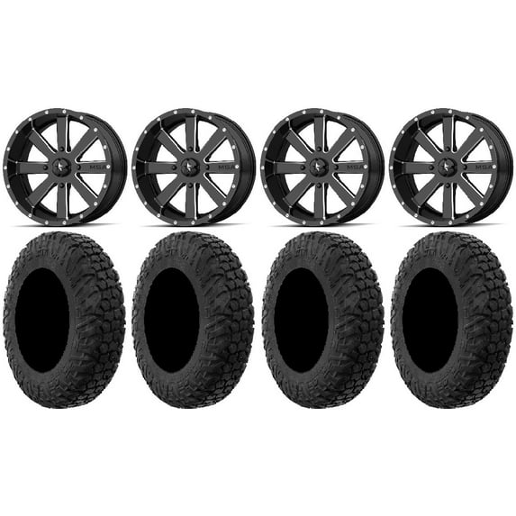 MSA Milled Flash 18" UTV Wheels 34" MotoVator Tires Polaris RZR XP 1000 / PRO XP / Ranger XP 900/1000